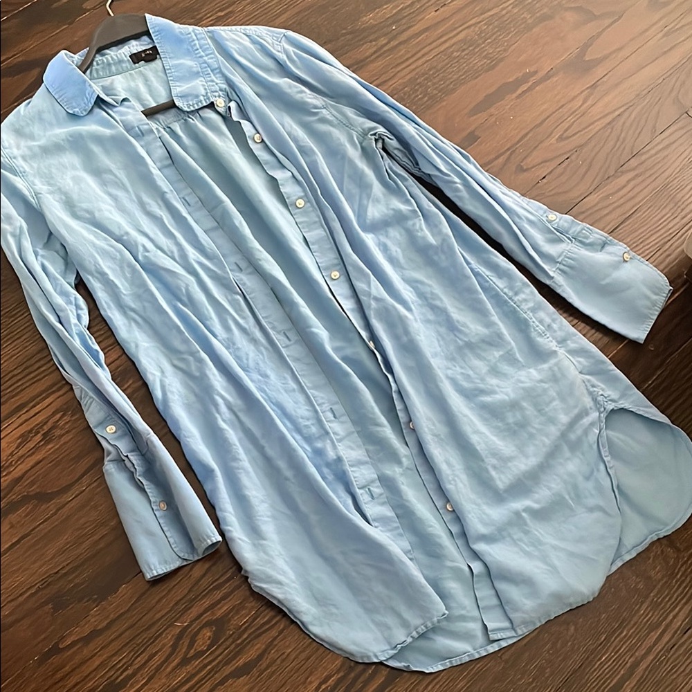 Long Blue JCrew Buttondown/coverup sz M